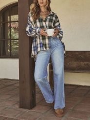 LA Angels Koszula w kolorze kremowo-oliwkowo-niebieskim rozmiar: XL. Brązowe koszule LA Angels, xl, bez wzorów, z bawełny, bez kołnierzyka, bez ramiączek. Za 152.99 zł.