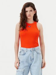 HUGO Top Easy 50508857 Pomarańczowy Slim Fit. Brązowe topy Hugo, xxs, bez wzorów, z bawełny, bez kołnierzyka, bez ramiączek. Za 139.99 zł.