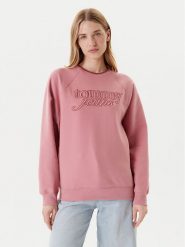 Tommy Jeans Bluza Script DW0DW21196 Różowy Regular Fit. Czerwone bluzy bez kaptura Tommy Jeans, m, bez wzorów, z bawełny, bez kaptura. Za 469.99 zł.