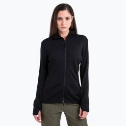 Bluza damska icebreaker Merino 260 Quantum IV Zip Hoodie. Czarne bluzy Icebreaker, na zimę, bez wzorów, sportowe, bez ramiączek, bez kaptura. Za 739.99 zł.