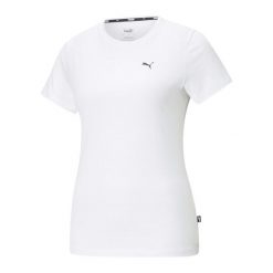 Koszulka treningowa damska Puma ESS Small Logo Tee. Białe t-shirty sportowe Puma, s, bez wzorów, bez ramiączek. Za 126.00 zł.