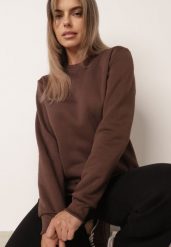 Brązowa Bluza Klasyczna z Polarową Podszewką Embri. Brązowe bluzy bez kaptura Born2be, l, z aplikacjami, z jeansu. Za 49.99 zł.
