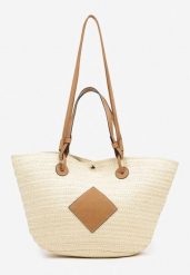 Beżowa Torebka w Stylu Boho z Plecionki Galofina. Brązowe shopper bag Born2be, bez wzorów, z jeansu, biznesowe, bez dodatków. Za 109.99 zł.
