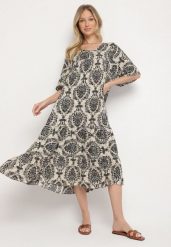 Czarna Sukienka z Bawełną w Abstrakcyjny Wzór Filindela. Czarne sukienki Born2be, na co dzień, l, z aplikacjami, z bawełny, eleganckie, bez kołnierzyka, bez ramiączek, midi. W wyprzedaży za 50.99 zł.
