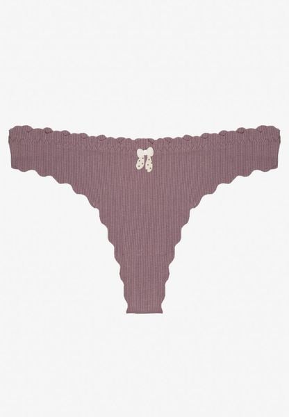 Fioletowe Bawełniane Majtki Stringi z Prążkowanej Tkaniny Eziane. Fioletowe stringi Born2be, bez wzorów, z bawełny. Za 4.99 zł.