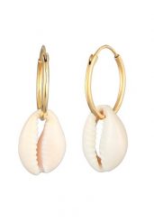 Elli Damskie kreole Trend z muszlą Kauri w pozłacanym srebrze próby 925 Sterling Silver Kolczyki koła 1 ct. Szare kolczyki Elli, pozłacane. Za 248.99 zł.