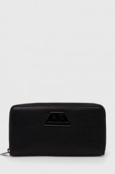 Armani Exchange portfel damski kolor czarny. Czarne portfele Armani Exchange, bez wzorów. Za 379.99 zł.