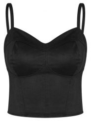 Guess Top W6RH03 WJ472 Czarny Slim Fit. Czarne topy Guess, s, z aplikacjami, z syntetyku, bez kołnierzyka, bez ramiączek. Za 299.99 zł.