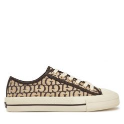 Trampki Guess. Brązowe trampki Guess, z aplikacjami, bez zapięcia. Za 459.99 zł.