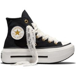 Buty sportowe Converse Chuck Taylor All Star Lift Double Stack Lace. Czarne buty treningowe Converse, bez wzorów, z materiału, bez zapięcia. Za 690.00 zł.