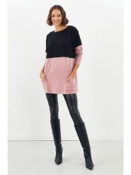 Milan Kiss Sweter "Kihanne" w kolorze czarno-jasnoróżowym rozmiar: S. Czarne swetry Milan Kiss, s, bez wzorów, bez ramiączek. Za 91.99 zł.