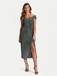 Swing Sukienka koktajlowa 5AG24900 Zielony Slim Fit. Zielone sukienki Swing, bez wzorów, z syntetyku, wizytowe, bez kołnierzyka, bez ramiączek. Za 469.99 zł.