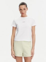 Calvin Klein Jeans T-Shirt Placed Institutional J20J225524 Biały Slim Fit. Białe t-shirty Calvin Klein Jeans, xxs, bez wzorów, z bawełny, bez kołnierzyka, bez ramiączek. Za 99.99 zł.