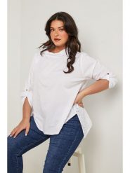 Curvy Lady Bluzka w kolorze białym rozmiar: 44/46. Białe bluzki Curvy Lady, bez wzorów, klasyczne, bez kołnierzyka, bez ramiączek. Za 110.29 zł.