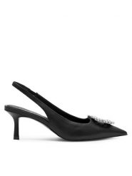 Eva Minge Sandały LORI-V1350-3503-1 Czarny. Czarne sandały Eva Minge, bez wzorów, ze skóry, bez obcasa, na szpilce, bez zapięcia. Za 399.99 zł.