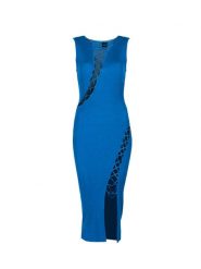 Pinko Sukienka "Cerie" | 100632 A0EV | Kobieta | Niebieski. Niebieskie sukienki Pinko, na imprezę, s, bez wzorów, z materiału, eleganckie, bez kołnierzyka, bez ramiączek, maxi, dopasowane. W wyprzedaży za 399.00 zł.