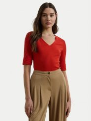 LAUREN RALPH LAUREN Bluzka 200815843008 Czerwony Slim Fit. Czerwone bluzki Lauren Ralph Lauren, s, bez wzorów, z bawełny, bez kołnierzyka, bez ramiączek. Za 169.99 zł.