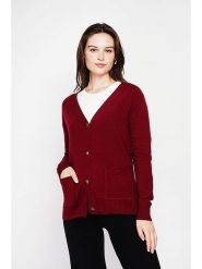 C& Jo Kardigan w kolorze bordowym rozmiar: 40. Czerwone swetry C& Jo, bez wzorów, ze splotem, klasyczne, bez ramiączek. Za 121.99 zł.