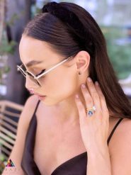 Pierścionek Topaz London Blue 6 ct. Kropla złoto 585. Niebieskie pierścionki Brazi druse jewelry, z topazem, pozłacane. Za 5,548.00 zł.