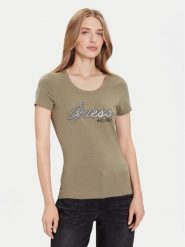 Guess T-Shirt W5YI16 J1314 Zielony Regular Fit. Zielone t-shirty Guess, xxl, z aplikacjami, z bawełny, bez kołnierzyka, bez ramiączek. Za 183.30 zł.