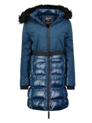 Geographical Norway Płaszcz zimowy "Dorifore" w kolorze granatowym rozmiar: L. Niebieskie płaszcze Geographical Norway, na zimę, l, bez wzorów, z puchu, bez kaptura. Za 202.98 zł.