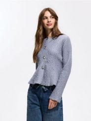 Kardigan z ozdobnymi guzikami - szary. Szare swetry Reserved, l, bez wzorów, z dzianiny, bez ramiączek. Za 159.99 zł.