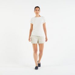 Szorty żeglarskie damskie Tribord Sailing 100. Brązowe szorty TRIBORD, bez wzorów, z bawełny, sportowe. Za 79.99 zł.