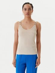 Morgan Top 251-DIDONI Beżowy Slim Fit. Brązowe topy Morgan, l, bez wzorów, z wiskozy, bez kołnierzyka, bez ramiączek. Za 139.99 zł.