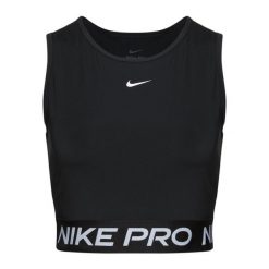 Tank top treningowy damski Nike Pro Dri-Fit. Czarne topy Nike, bez wzorów, bez kołnierzyka, bez ramiączek. Za 159.99 zł.