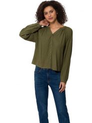 Heine Bluzka w kolorze khaki rozmiar: 46. Brązowe bluzki Heine, bez wzorów, z wiskozy, bez kołnierzyka, bez ramiączek. Za 52.67 zł.