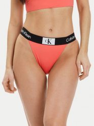 Calvin Klein Swimwear Dół od bikini KW0KW02351 Koralowy. Pomarańczowe bikini Calvin Klein Swimwear, bez wzorów, z syntetyku. Za 129.99 zł.