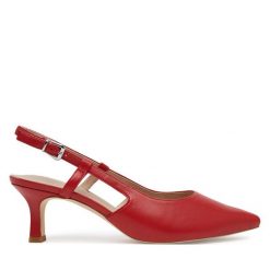 Sandały Caprice. Czerwone sandały Caprice, bez wzorów, bez obcasa, na szpilce, bez zapięcia. Za 339.99 zł.