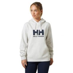 Damska bluza z kapturem z logo Helly Hansen 2.0. Białe bluzy Helly Hansen, bez wzorów, eleganckie, bez ramiączek, z kapturem. Za 383.00 zł.
