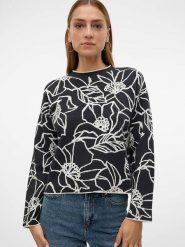 Vero Moda Sweter "New" w kolorze czarnym rozmiar: M. Czarne swetry Vero Moda, m, bez wzorów, ze splotem, bez ramiączek. Za 87.81 zł.