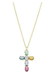 Luxenter Naszyjnik z zawieszką rozmiar: onesize. Żółte naszyjniki Luxenter, z materiału, z cyrkonią, srebrne. Za 260.99 zł.