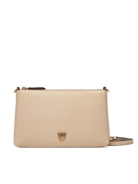 PINKO Torebka Flat Horizontal Mini AI 25-26 104277 A0F1 Beżowy. Brązowe listonoszki Pinko, bez wzorów, ze skóry, bez dodatków. Za 629.99 zł.