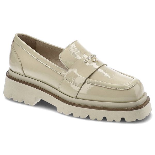 Beżowe Półbuty Chebello Eleganckie Mokasyny Damskie. Brązowe mokasyny CheBello, bez wzorów, ze skóry. Za 299.00 zł.