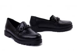 RIEKER 45561-01 black, półbuty damskie. Czarne półbuty wsuwane Rieker, bez wzorów, bez obcasa. Za 369.90 zł.