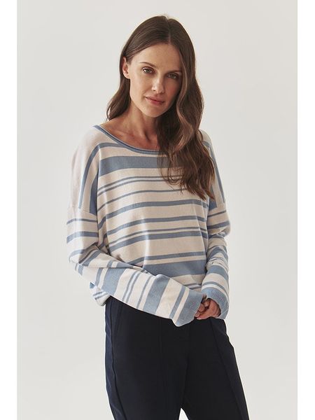 TATUUM Sweter w kolorze błękitno-białym rozmiar: XL. Białe swetry Tatuum, xl, bez wzorów, z bawełny, bez ramiączek. Za 117.73 zł.