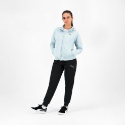 Bluza z kapturem damska Puma Gym & Pilates. Niebieskie bluzy Puma, xl, bez wzorów, z bawełny, sportowe, bez ramiączek, z kapturem. W wyprzedaży za 129.99 zł.