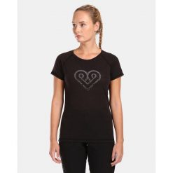 T-shirt da donna in lana merino Kilpi ZARJA-W. Czarne t-shirty Kilpi, m, bez wzorów, z wełny, sportowe, bez kołnierzyka, bez ramiączek. Za 215.49 zł.