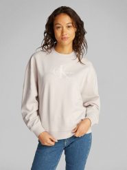 CALVIN KLEIN JEANS Bluza w kolorze kremowym rozmiar: XS. Brązowe bluzy Calvin Klein Jeans, xs, bez wzorów, z bawełny, bez ramiączek, bez kaptura. Za 238.29 zł.
