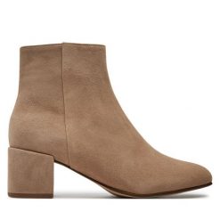 Botki HÖGL. Brązowe botki Högl, bez wzorów, bez obcasa, na słupku, bez zapięcia. Za 419.99 zł.