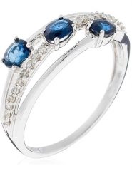 DIAMANTA Złoty pierścionek "Trio de Saphir" z diamentami i szafirem rozmiar: 48. Niebieskie pierścionki DIAMANTA, z diamentem, złote. Za 1,979.99 zł.