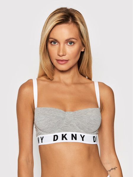 DKNY Biustonosz z fiszbiną DK4521 Szary. Szare biustonosze DKNY, bez wzorów, z bawełny. Za 169.99 zł.