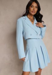 Niebieska Dwurzędowa Marynarka o Krótkim Fasonie Redafira. Niebieskie marynarki i żakiety Renee, l, z aplikacjami, eleganckie, bez ramiączek. W wyprzedaży za 83.99 zł.