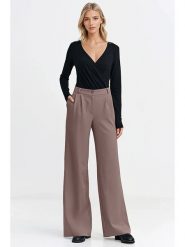 Nife Spodnie w kolorze jasnobrązowym rozmiar: 38. Brązowe spodnie materiałowe Nife, bez wzorów, z materiału, z podwyższonym stanem. Za 239.29 zł.