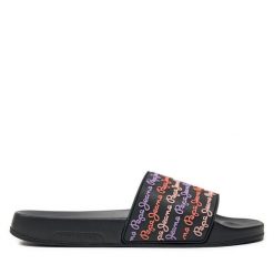 Klapki Pepe Jeans. Czarne klapki Pepe Jeans, bez wzorów, z jeansu, bez obcasa, bez zapięcia. Za 149.99 zł.