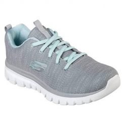 Buty do chodzenia damskie Skechers Graceful Twisted Fortune. Szare buty sportowe lifestyle Skechers, bez wzorów, z gumy, sportowe, bez zapięcia, skechers sport. Za 249.99 zł.