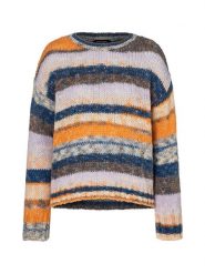 More & More Sweter w kolorze lawendowo-pomarańczowo-granatowym rozmiar: 34. Niebieskie swetry More & More, bez wzorów, z wełny, bez ramiączek. Za 158.47 zł.